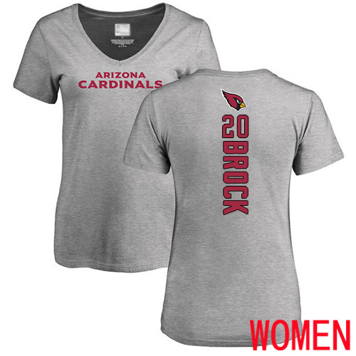 Arizona Cardinals Ash Women Tramaine Brock Backer V-Neck NFL Football #20 T Shirt